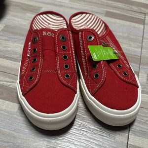 Red Canvas Slip-On Shoes